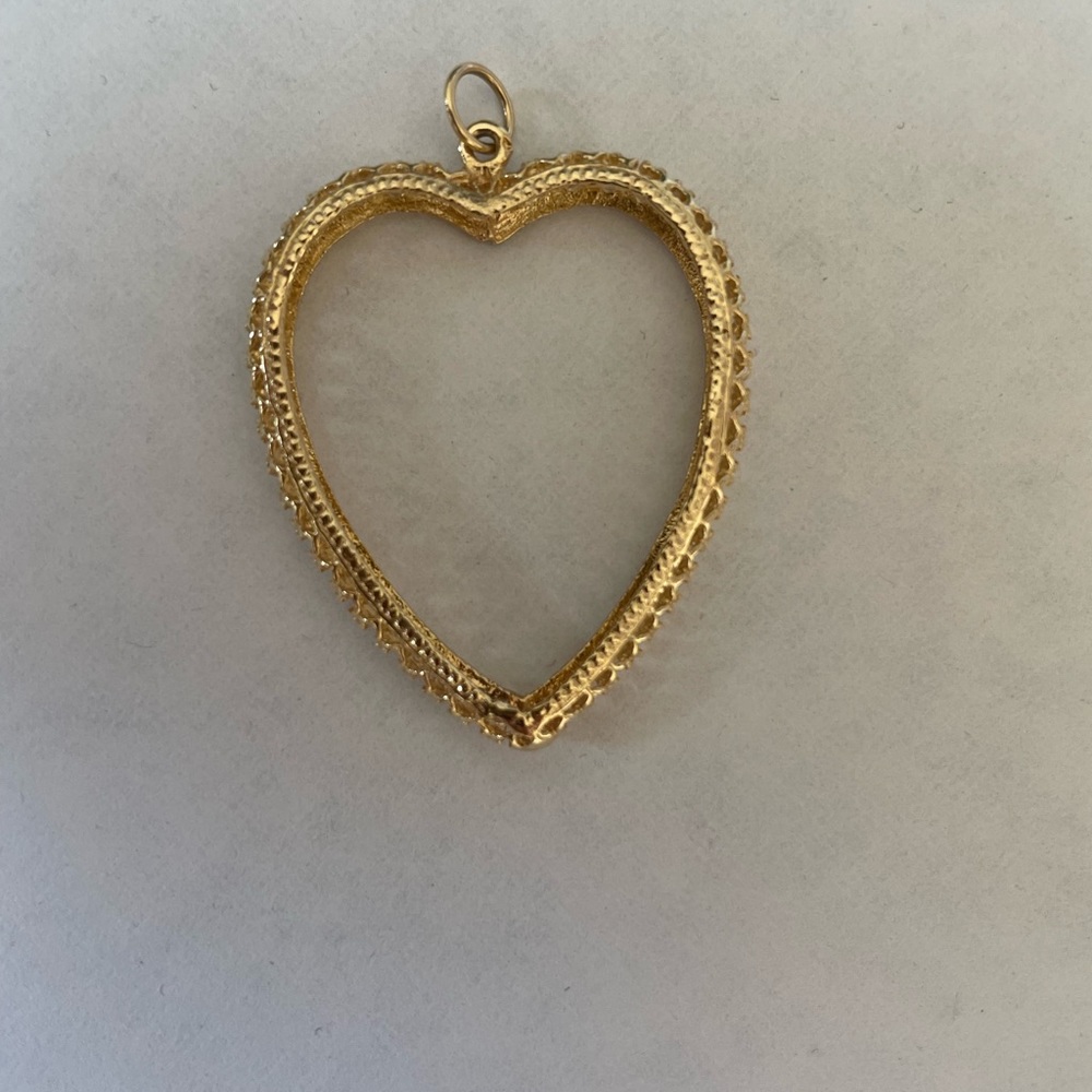 14k gold open heart charm